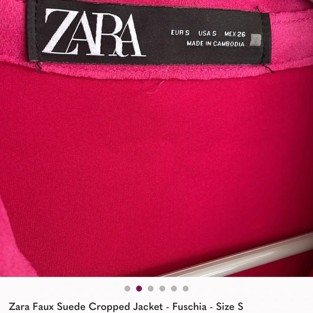 Zara Fuchsia Faux Suede Cropped Jacket - Picture 2 of 3